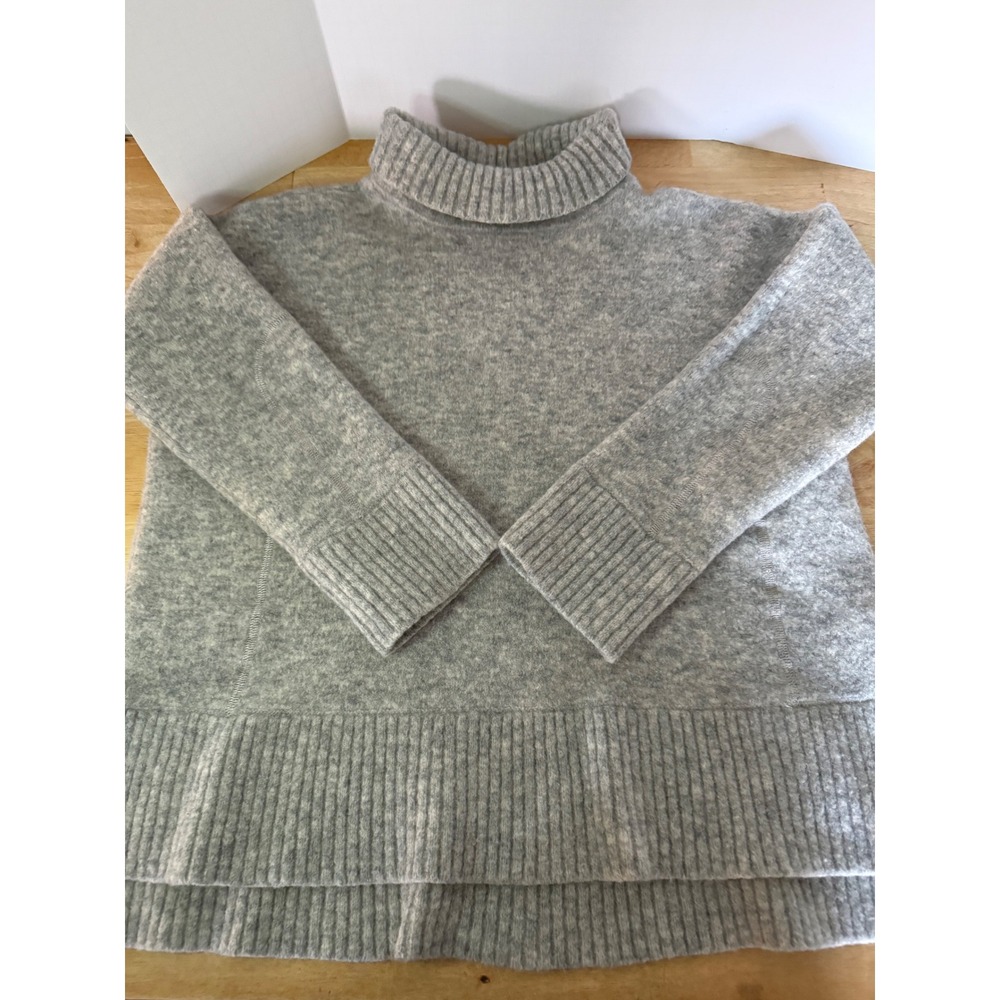 Club Monaco Womens Gray Wool Blend Turtleneck Sweater Ribbed Knit XS